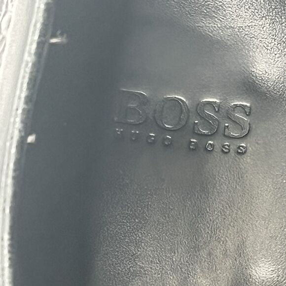 Hugo Boss  Black Leather Almond Toe Derby Dress Shoes Mens Size 13 PLS READ main image 10